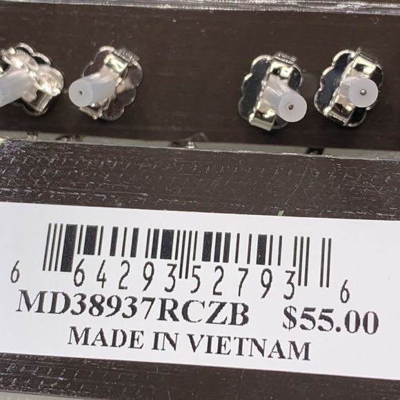 Silver-Tone PaveāSimulated DiamondĀ Hoop Earrings. - Picture 7 of 7